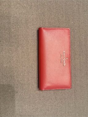 kate spade Red Saffiano Slim Continental Wallet